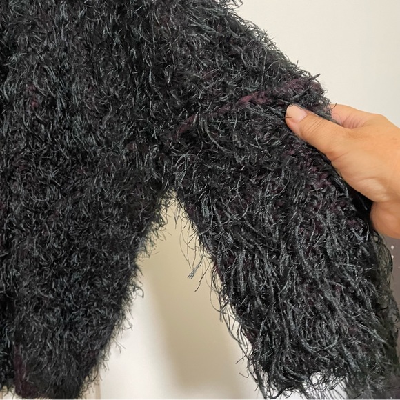 Masnada (Italy) Wool Cardigan Open Front Black/Bordo Size Medium - Picture 3 of 7